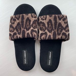 Dolce & Gabbana Leopard Open Toe Terry Sandals
